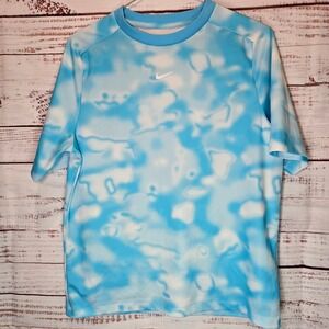 Nike Dri Fit‎ Kids XL Shirt Blue White Print Short Sleeve